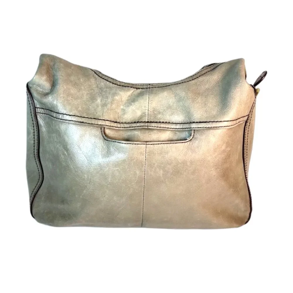 HOBO International Fortune Large Beige Smooth Hide Leather Hobo Shoulder Bag - Picture 5 of 15